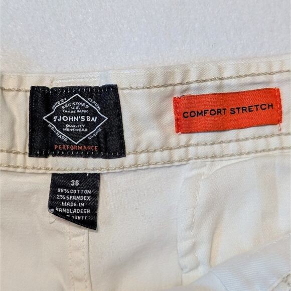 St. John's Bay Comfort Stretch Men's 38 White Flat Front Shorts - Picture 3 of 7